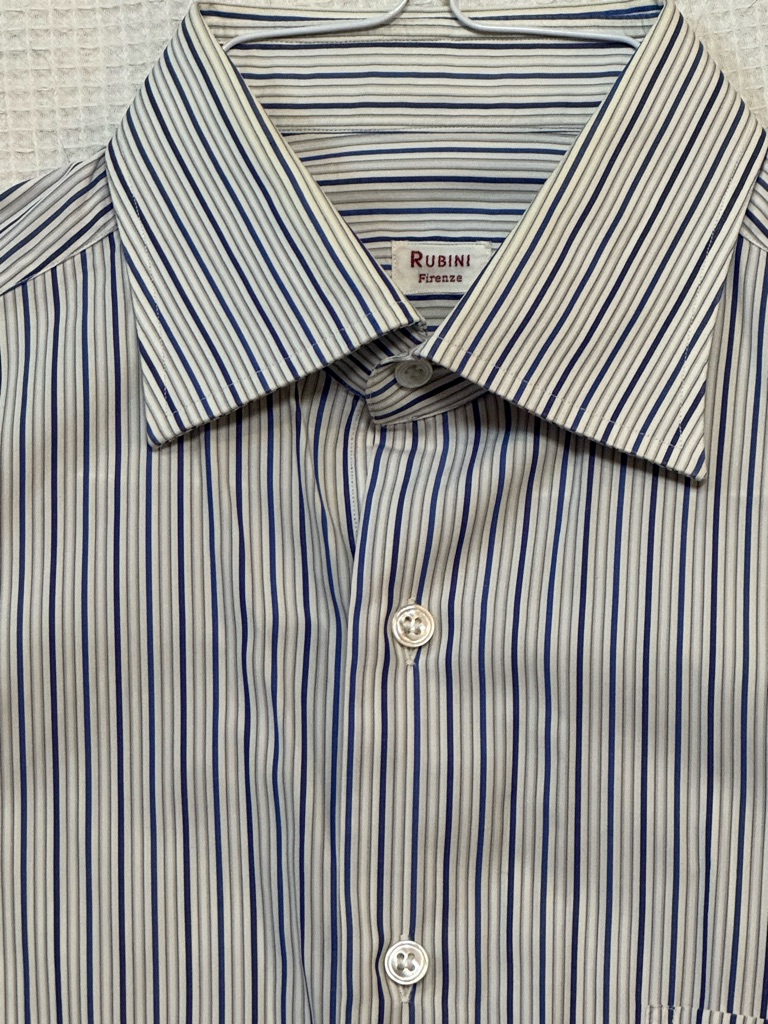 Rubi I Firenze Men’s Blue And White Stripe Dress Shirt Made In Italy